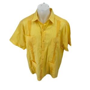 Mojito 3X Men's Classic Four-Pocket Short Sleeve Guayabera Shirt Linen B1